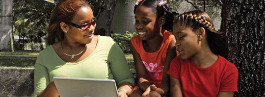 Girl Scout volunteer with girls